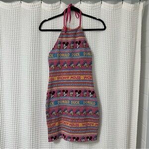 Zara Pink Multicolor Disney Character Halter Mini Dress
